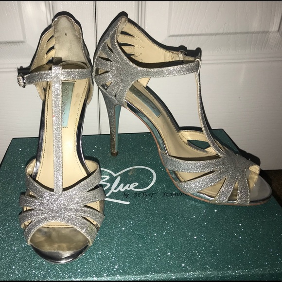 Betsey Johnson Silver Sparkle Heels - Picture 2 of 8